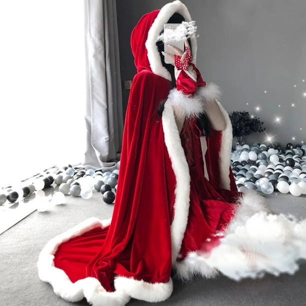 Capa de Santa Claus para mujer, disfraz de Navidad y Halloween, capa roja y  rosa para fiesta de invi BANYUO