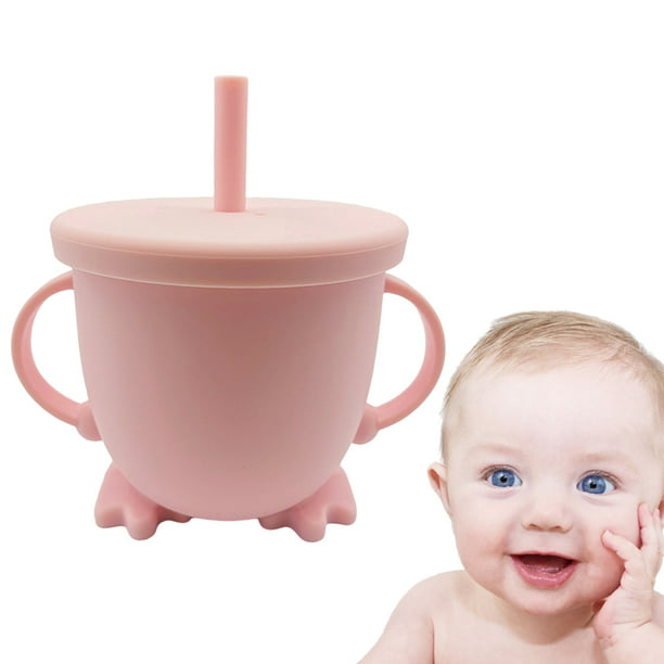 Vasos de silicona para bebés Vasos de alimentación Material de aprendizaje  para bebés Vasos para bebés Entrenamiento de bebidas 160ml 6+ Meses Regalos  - Rosa Sunnimix Botella de paja