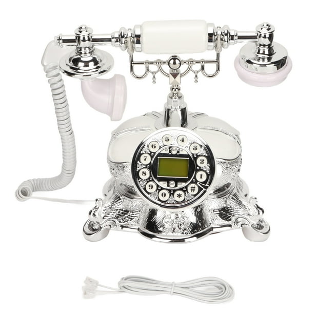 ciciglow Teléfono fijo retro, antiguo teléfono fijo vintage con dial de  botón para identificación de llamadas, calendario compatible con FSK DTMP  para