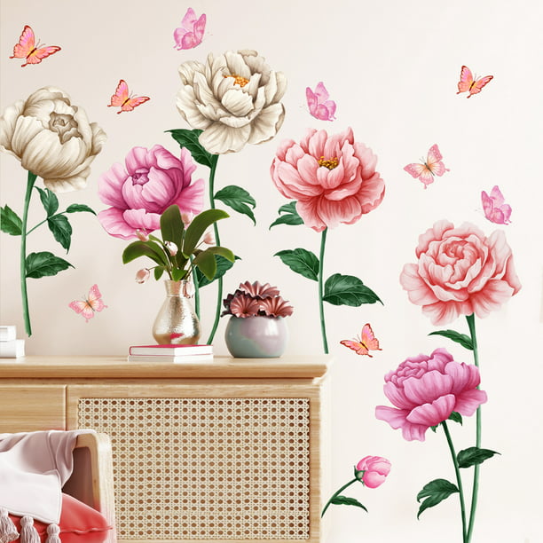 Un conjunto de pegatinas de pared niña flores mariposas pegatinas de  decoración de pared para dormitorio sala de estar Oficina TUNC Sencillez