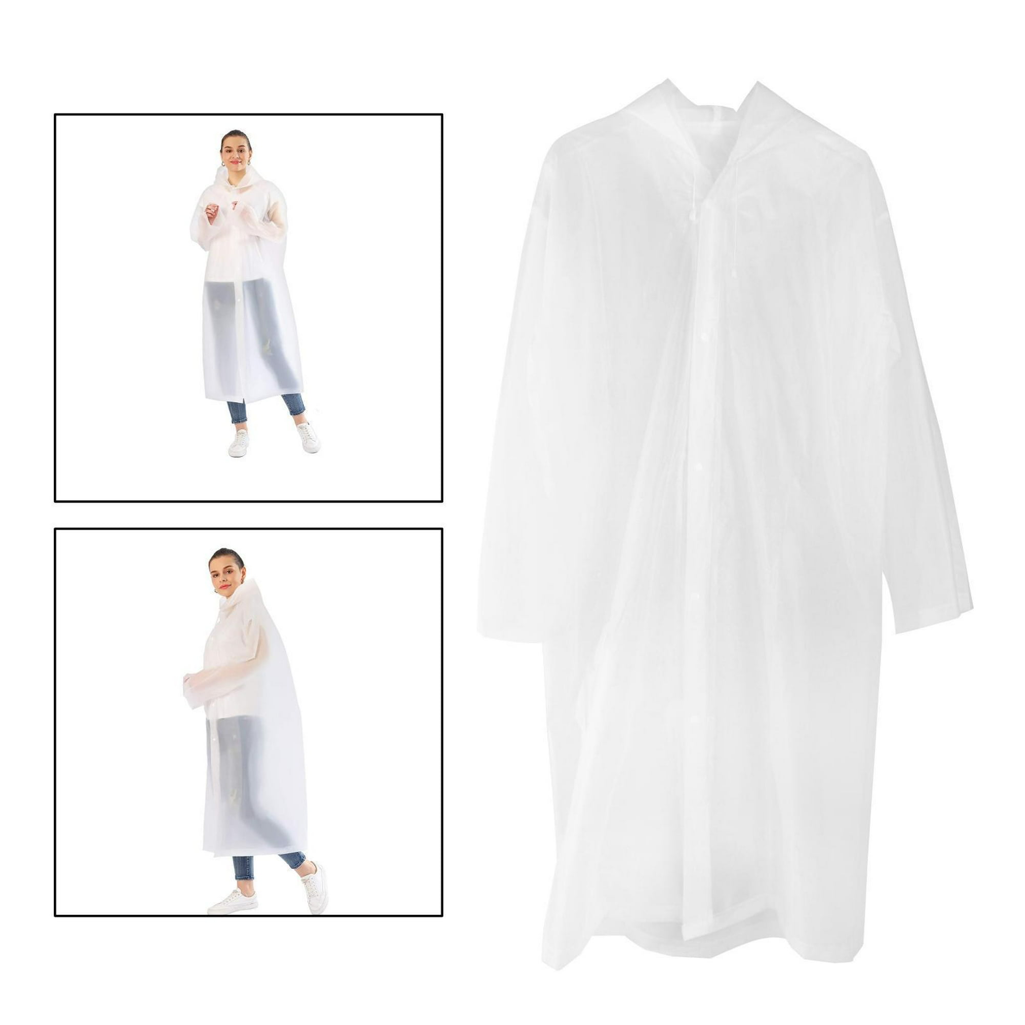 Chubasquero transparente con capucha impermeable a prueba de viento  chaqueta con cierre de botón impermeable L Yuyangstore Poncho transparente  con