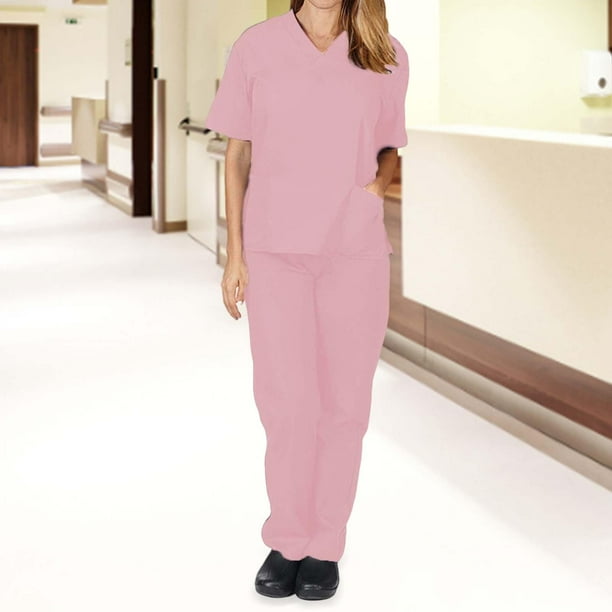 Uniforme de enfermería para mujer, uniforme profesional elástico con  múltiples bolsillos, conjunto de pantalones superiores, cómoda , Yinane  Pantalones superiores