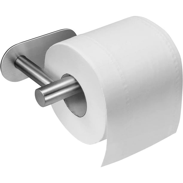 Portarrollos de papel higiénico adhesivo, portarrollos de papel higiénico  de acero inoxidable sin perforaciones, se pega a la pared para baño RV,  plata cepillada TUNC Sencillez