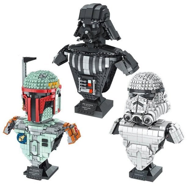 Bloques de construcción de Star Wars, Stormtrooper, Darth Vader, bustos  mandalorianos, bloques ensamblados, juguetes, figura, modelo 3D para  regalos de navidad