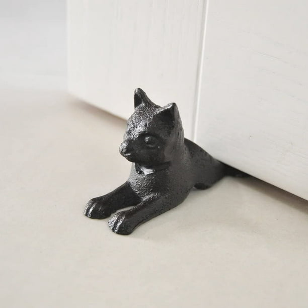 Sujeta puertas gato de hierro negro para interior y exterior