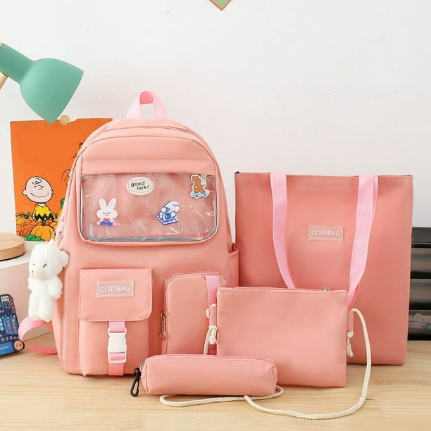 Conjunto de 5 piezas de mochila Kawaii para niñas, bolsa escolar para  estudiantes, bolsas para libros