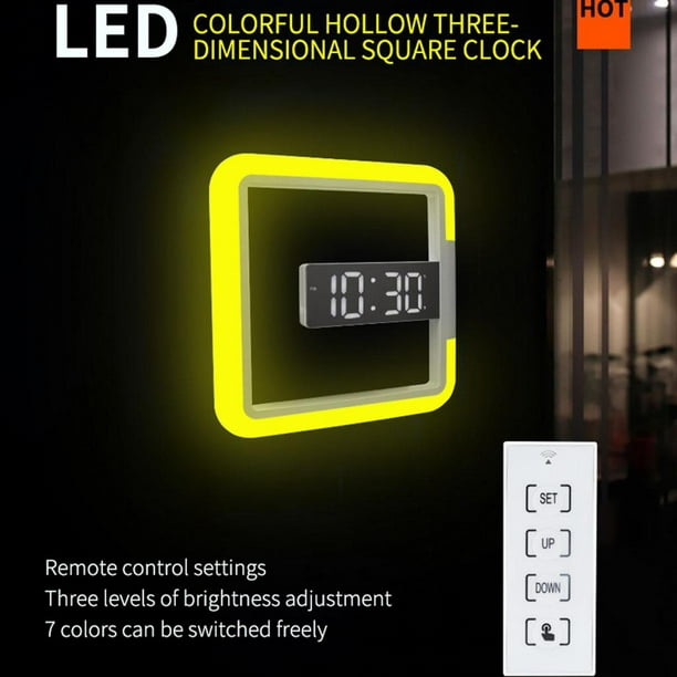 Reloj de pared digital LED creativo con anillo de alarma cambio de