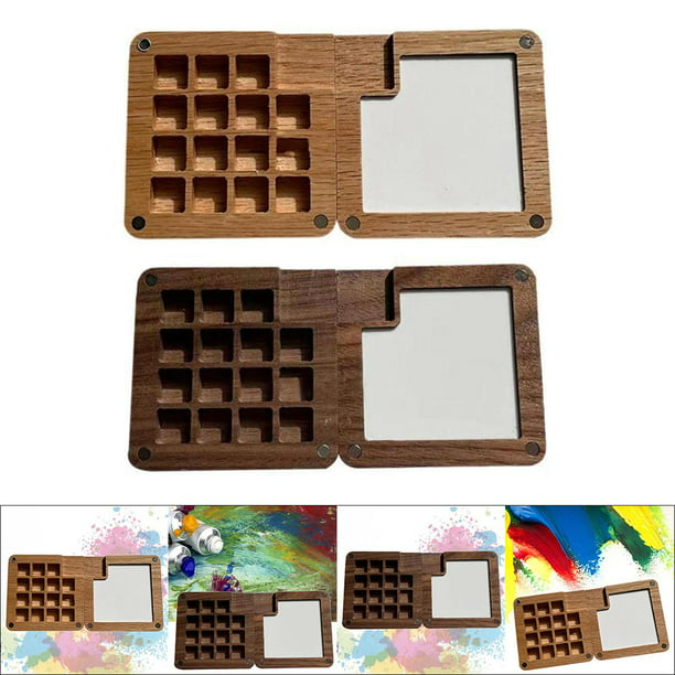 Mini paleta de acuarela portátil, paleta de bocetos de 9 colores, caja de  paleta de madera, estuche de pintura de viaje, paleta de acuarela para