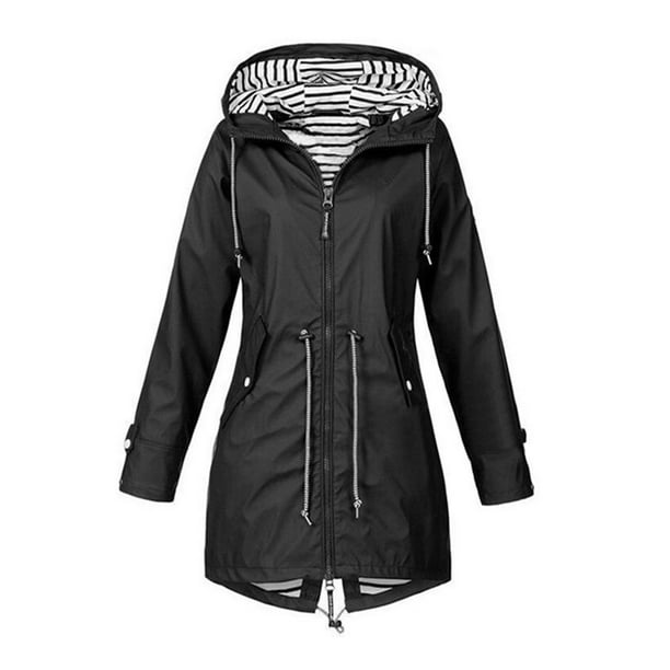 Chaqueta Negra Impermeable Mujer