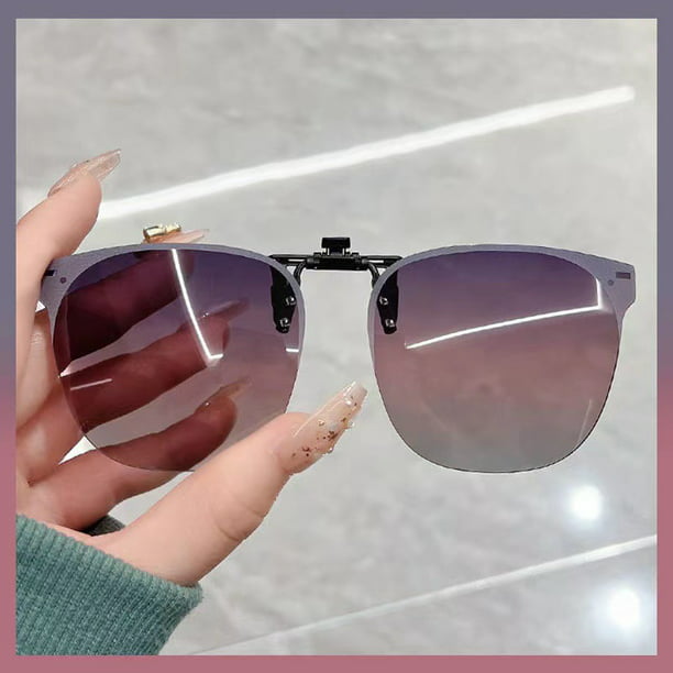 Gafas de sol clip-on hombre ultraligeras conducción gafas de sol especiales  lentes polarizadas clip-on miopía gafas día y noche doble uso mujer violeta  ShuxiuWang 9024715095268