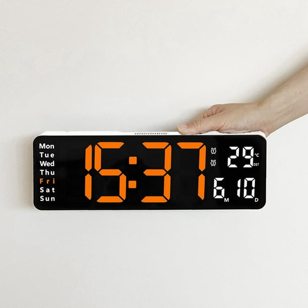 Reloj de pared digital de 10 pulgadas con pantalla grande, moderno reloj  silencioso enchufable para decoración de sala de estar, control remoto