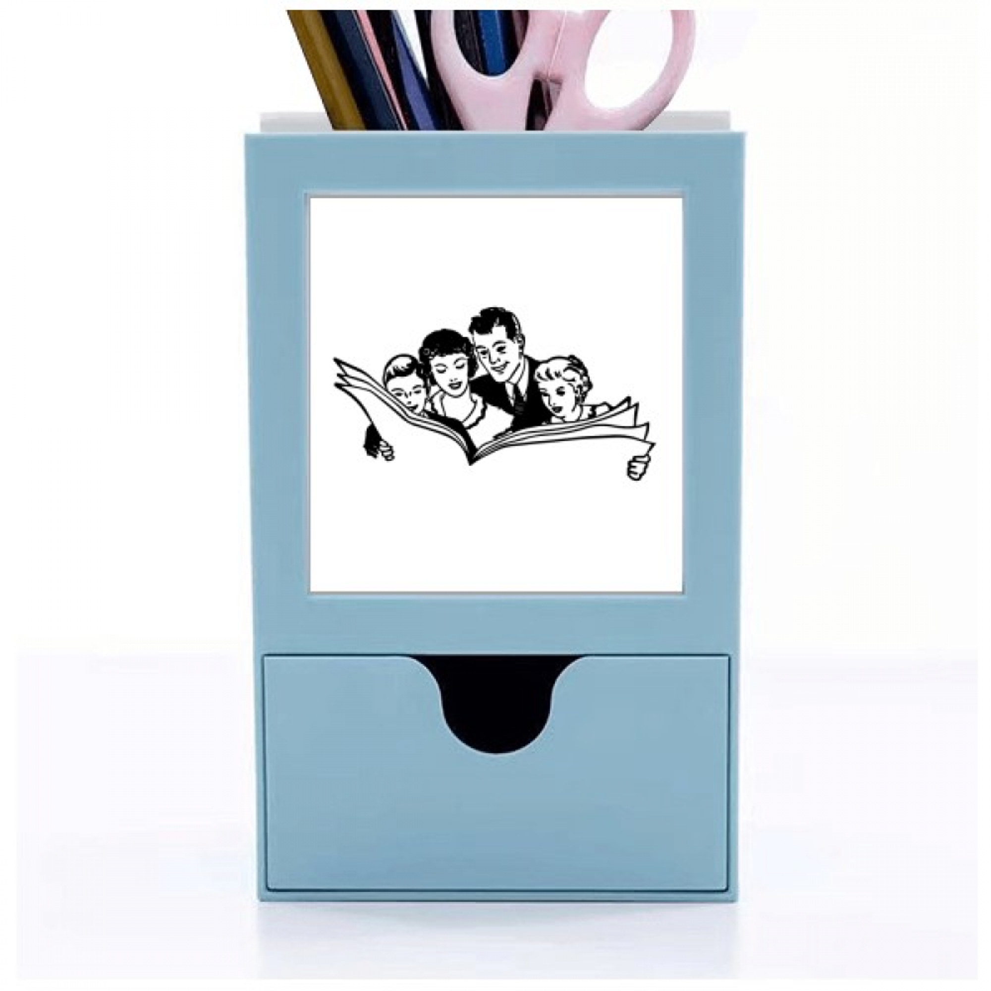 Compartiendo periódicos alrededor de Read. Tarjeta de clip de pluma del