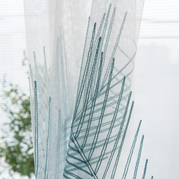 Cortina De Gasa Cortinas translúcidas con estampado de hojas, cortinas  transparentes de tul para ventanas del hogar (blanco) Wdftyju Libre de BPA