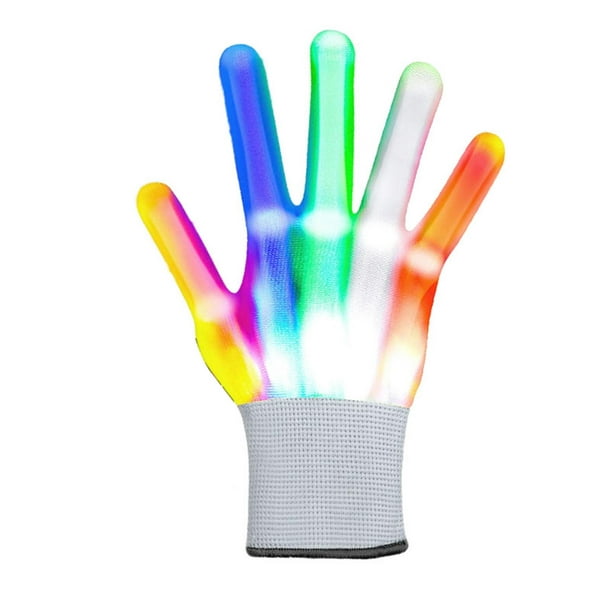 UWEIDOIT Guantes de luces LED, 3 colores, 10 modos de luz colorida, guantes  brillantes para disfraz de Navidad, juguetes de fiesta, Arco iris