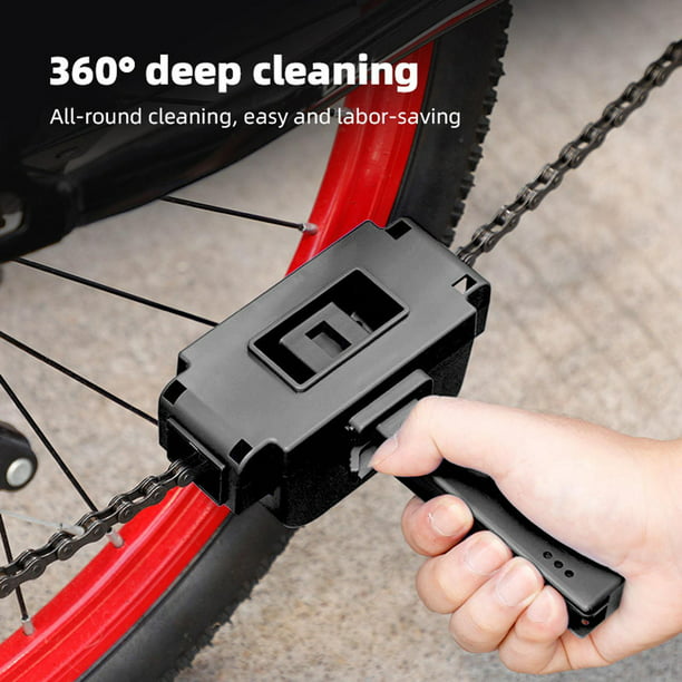 Depurador de cadena portátil, herramienta de mantenimiento de engranajes,  limpiador de cadena de bicicleta con volante, herramienta de cepillo de  Negro DYNWAVEMX Limpiador de cadena de bicicleta