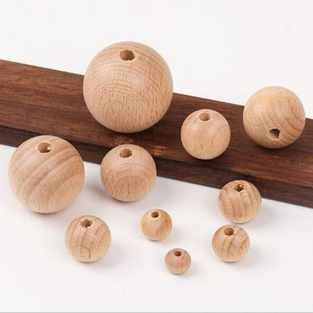 Set de 10 abalorios de madera natural DIY