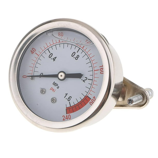  Manómetro de presión del manómetro, presión del compresor de  aire/medidor hidráulico 1/4 NPT 0-200PSI 0-14bar Herramienta de medición  de presión de válvula de manómetro : Industrial y Científico