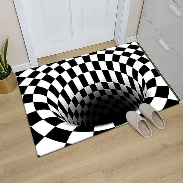 Alfombra de ilusión de vórtice 3D, felpudo para puerta de entrada