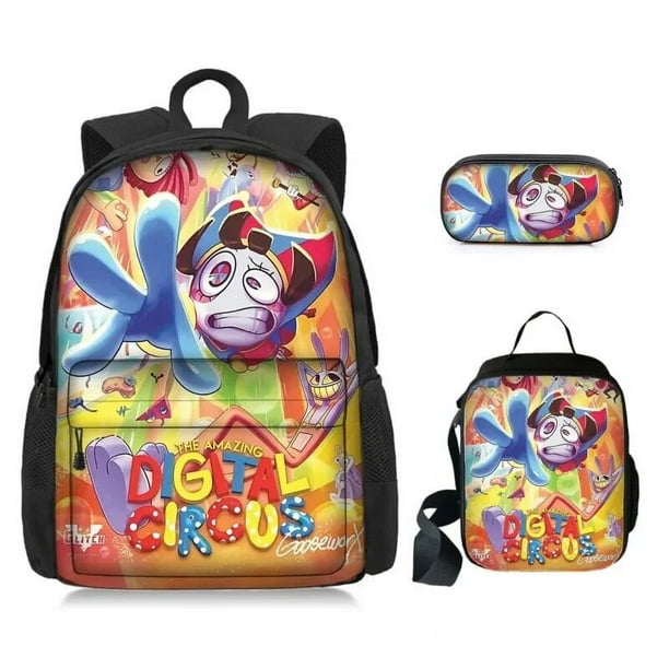 3pcs The Amazing Digital Circus Backpack Cute Cartoon School Bag Mochila  Anime Pencilbag Set For Kids Birthday Christmas Gift
