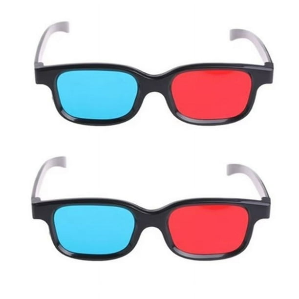 Gafas 3D, 2 Piezas Gafas 3D para TV, Gafas Estereoscópicas para Juegos 3D,  Películas, TV, Teatro (Azul, Rojo) brillar Electrónica
