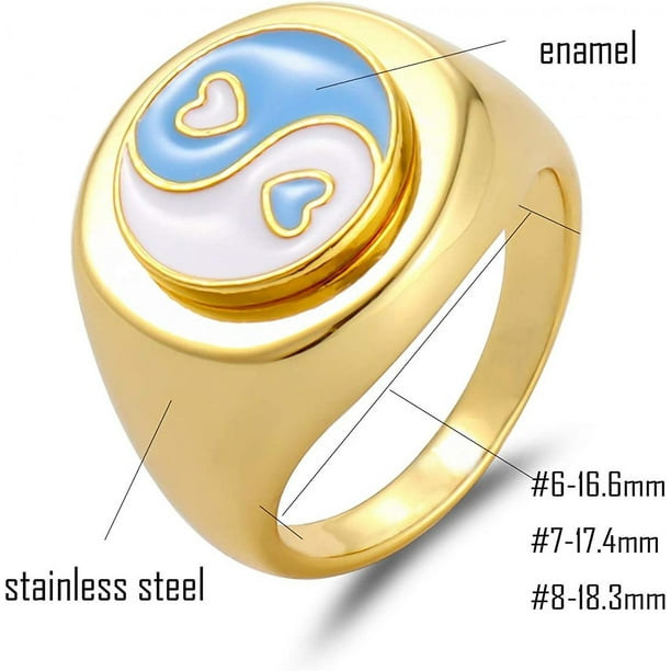 Anillo de esmalte Yin Yang para mujer Anillos de flor de margarita vintage  Trébol Anillo de dedo de la suerte Rosa Infinito Crisantemo Anillo de  declaración de acero inoxidable de oro de