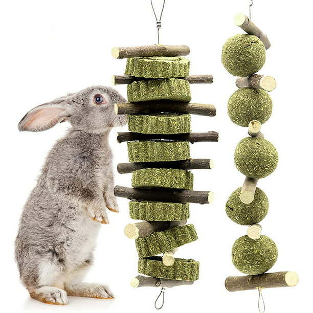 Juguete masticable para conejos, paquete de 4 juguetes para masticar  jerbos, juguete de actividad de animales pequeños para conejos, cobayas,  jerbos