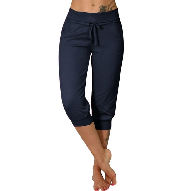 Gibobby pantalones de mujer de vestir Pantalón Chino Pantalones cortos de  moda casual para mujer Pantalones sólidos (Azul marino, S)