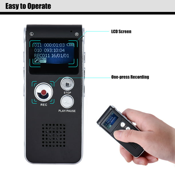 Mini grabadora de voz Ultra delgada, dictáfono profesional activado por  sonido, reducción de ruido, grabación, reproductor MP3 de 8GB, 4-32GB