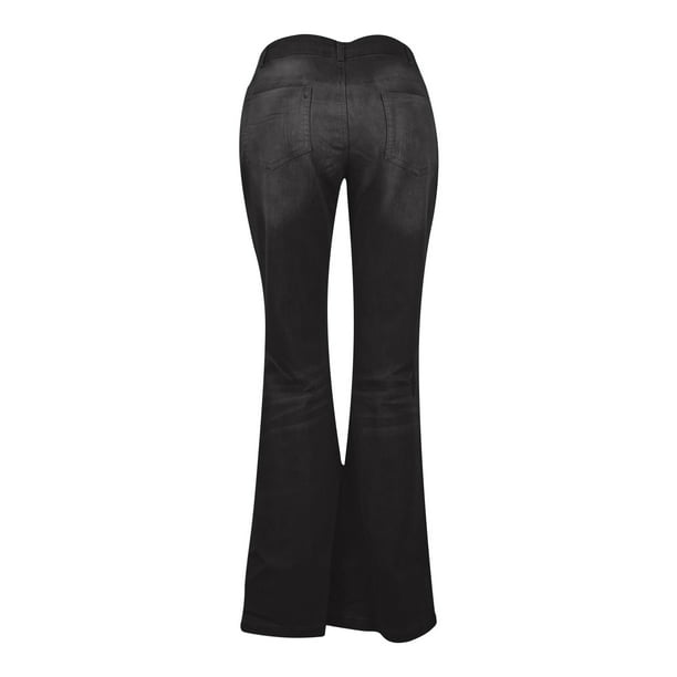 Pantalones de Mezclilla de Longitud Completa Para Mujer Pantalones de  Mezclilla Acampanados Con Botones En La Cintura Odeerbi ODB-4