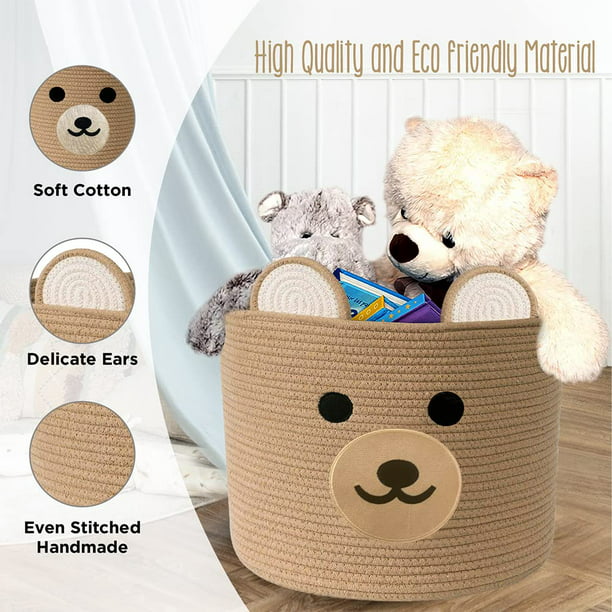 Cesto de ropa para bebés - Cesta de almacenamiento de oso para juguetes de  niños - Cesto de ropa para bebés con asas 26 cm (ancho) x 20 cm (alto)