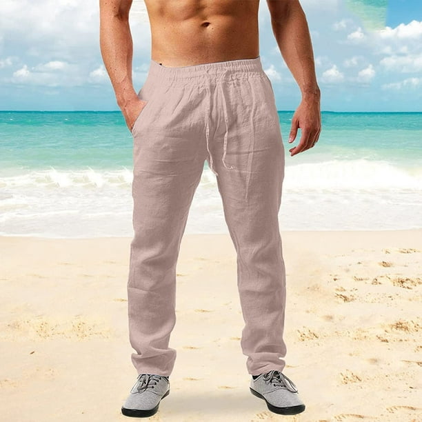 Pantalones de verano para hombre, ropa deportiva de algodón puro y lino,  Simple y a la moda, nuevo estilo