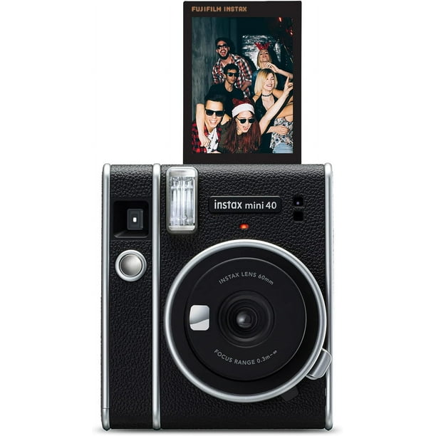 Cámara instantánea Fujifilm Instax Mini 40, color negro, paquete vintage  con película Fuji Instax Mini, 60 hojas + 4 baterías recargables y más  Cámara perfecta para niños, bodas, cumpleaños o cualquier ocasión