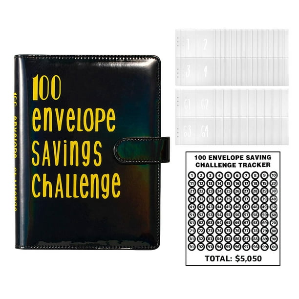 2 sobres de desafío de ahorro de dinero, carpeta de desafío de 100 sobres,  carpeta de ahorro de dinero, carpeta de presupuesto, libro de desafíos de