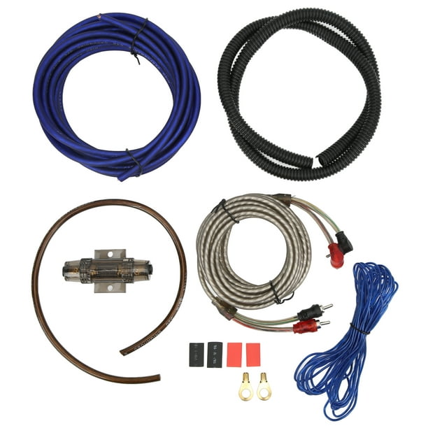 Kit de instalación de amplificador de potencia 8GA, Cable de alimentación de  Línea alámbrica de Audio para subwoofer de coche con fusible Universal  Jadeshay A