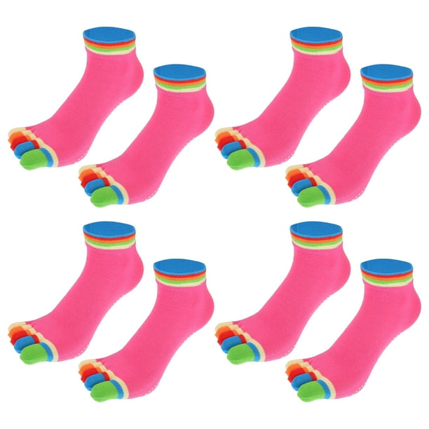  Cinco dedos calcetines calcetines de algodón para mujer con  dedos de los pies separadores de calcetines arco iris paquete de 4,  Multicolor, M : Ropa, Zapatos y Joyería