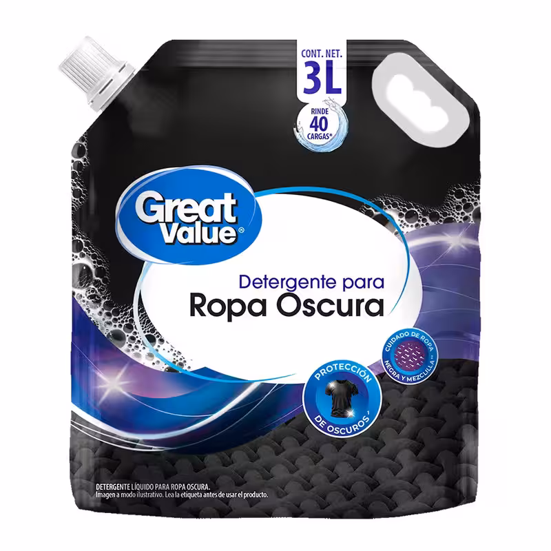 Detergente Liquido para ropa Obscura Great Value 3 litros Doy Pack