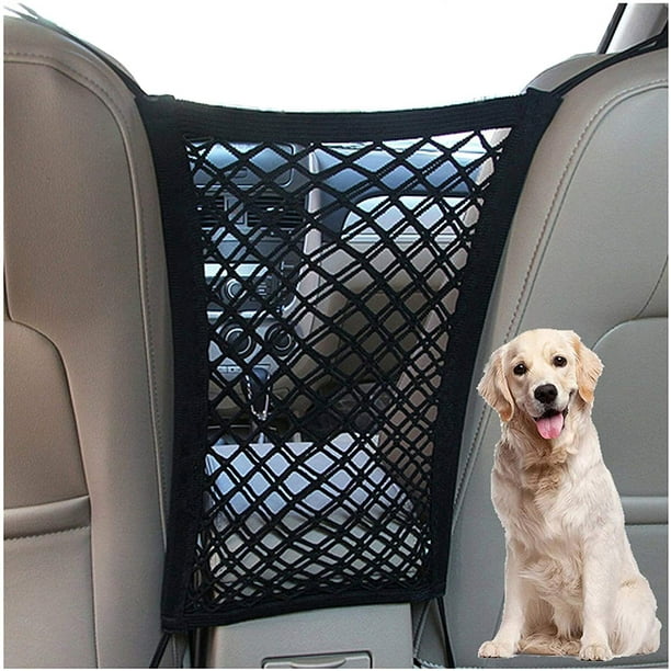 Red de almacenamiento para asiento de coche, red de coche de una sola capa,  red con gancho y barrera de malla extensible, barrera de red de coche para  perros, mascotas o niños