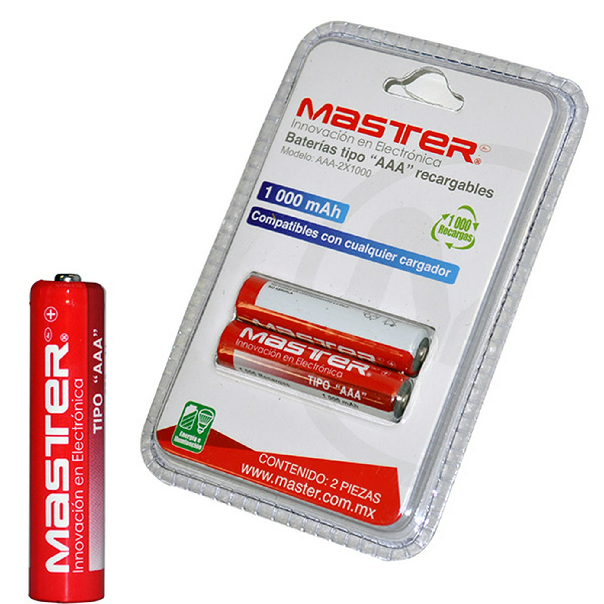 Paquete de 2 Baterías Recargables AAA NI-MH 1200 mAh / Master / AAA-2X1200