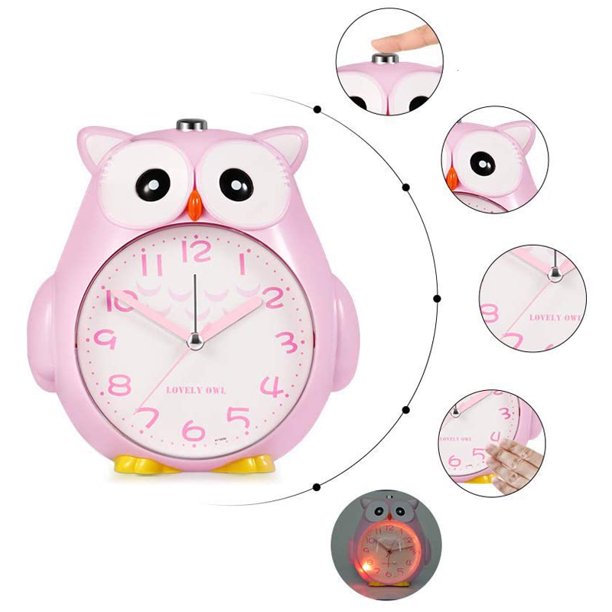 Despertador para niños sin tic-tac Reloj para niños con luz nocturna, reloj  con función de repetición para el dormitorio con luz nocturna amarilla  tenue y alarma fuerte para niños, funciona con pilas