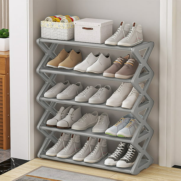 Simple Assembly - Zapatero desmontable de 5 niveles de tela no tejida  impermeable, organizador de zapatos en torre para ahorrar espacio, estante  de