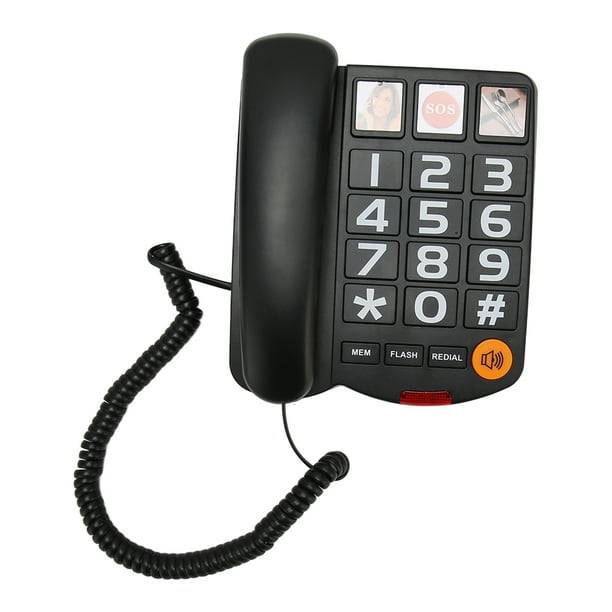 Teléfono fijo con imagen, teléfono con cable de botón grande para personas  mayores, teléfonos de escritorio con altavoz, marcación con un clic, SOS