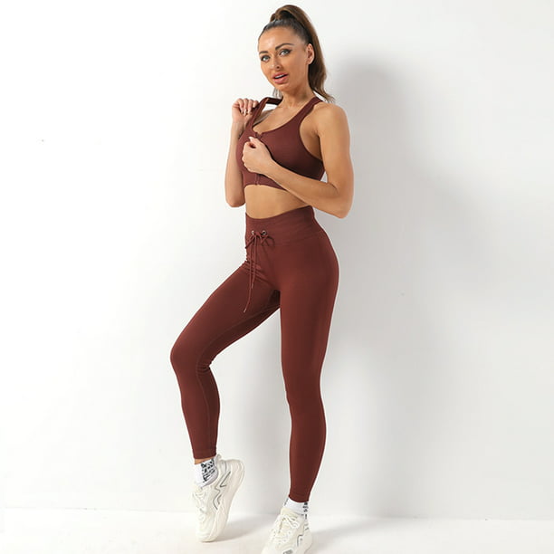 Conjunto De Yoga 2 piezas de ropa deportiva para mujer, ropa deportiva sin  costuras, artículos deportivos (café S) Likrtyny Para Estrenar