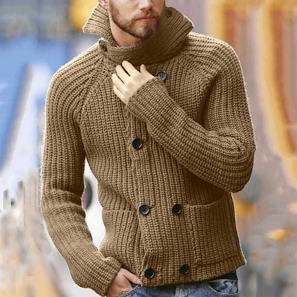 Comprar Otoño Invierno, suéter de cuello alto para hombre, jerséis