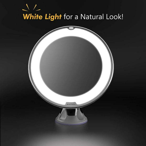 Espejo de maquillaje de aumento 10x con luz, espejo de aumento de maquillaje  JM