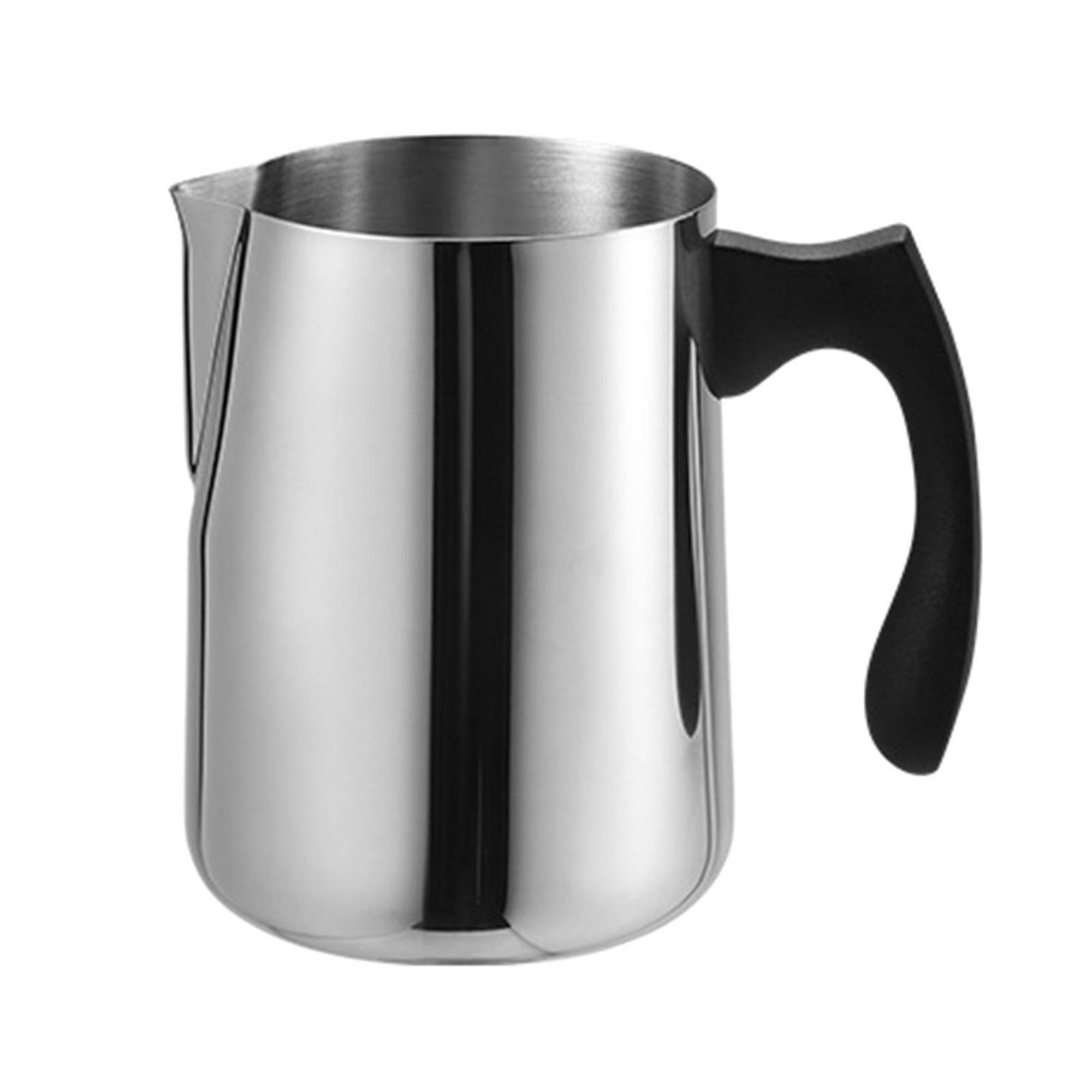 Cómoda jarra de leche de acero inoxidable para espumar, máquina de leche,  café con leche, café con leche, jarra de espuma para barista (color negro