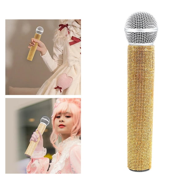Juego de micrófonos de juguete para , accesorios de disfraces de plástico,  micrófonos para , disfraz de escenario divertido, accesorios de dorado  Sunnimix fingir micrófono