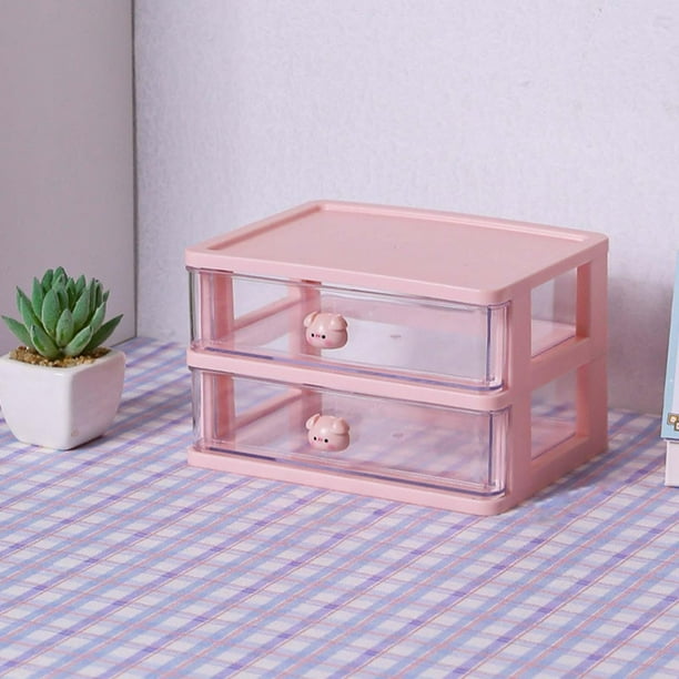 Módulo de almacenaje para escritorio con 2 cajones rosa y gris Blush