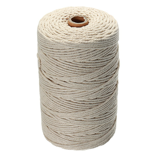  Cuerda de algodón natural para macramé de 0.079 in, 0.118 in,  0.157 in, cuerda de algodón, cuerda de costura para manualidades, hilo de  macramé, beige, cuerda trenzada para decoración de boda (