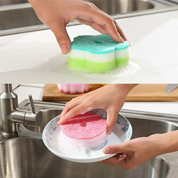 5 uds esponja estropajo flor en forma de vidrio plato lavado bebé cocina limpieza  hogar herramienta de limpieza JM