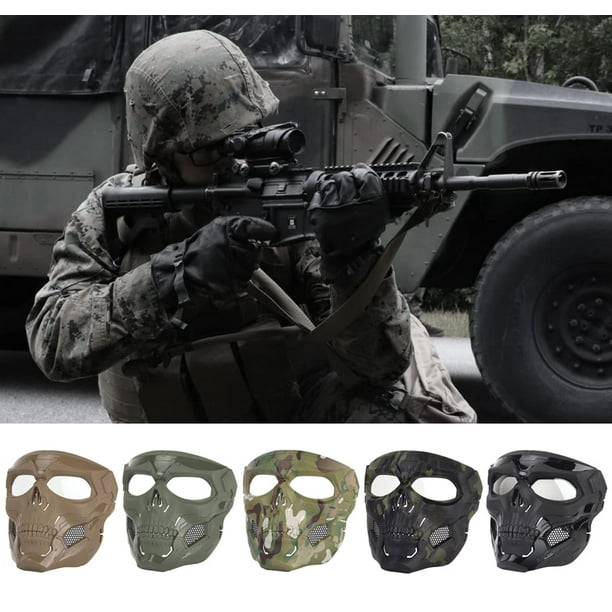 Fangs - Máscara protectora táctica de media cara inferior para Airsoft,  máscara de malla plegable con protección auditiva para CS, caza, paintball